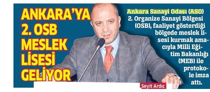 Ankara Sanayi Odası 2.OSB Meslek Lisesi Kuracak