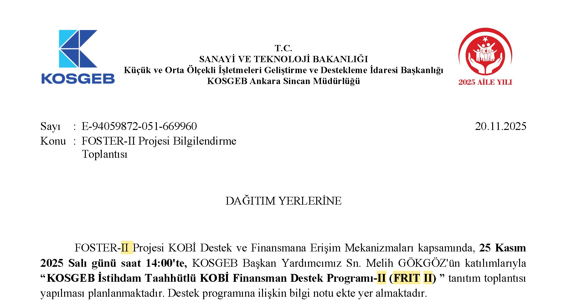 FOSTER-II Projesi Bilgilendirme Toplantısı